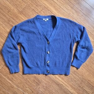 Northern Reflections Blue Button-Up Cardigan 100% Cotton